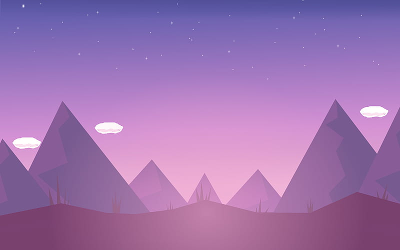 mountains, minimal, creative, purple landscape, HD wallpaper