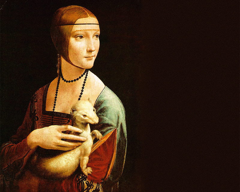 LADY WITH AN ERMINE, oil painting, leonardo, HD wallpaper