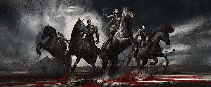 X Men Apocalypse Ancient Horsemen , x-men-apocalypse, horse, artist, artwork, digital-art, dark, HD wallpaper