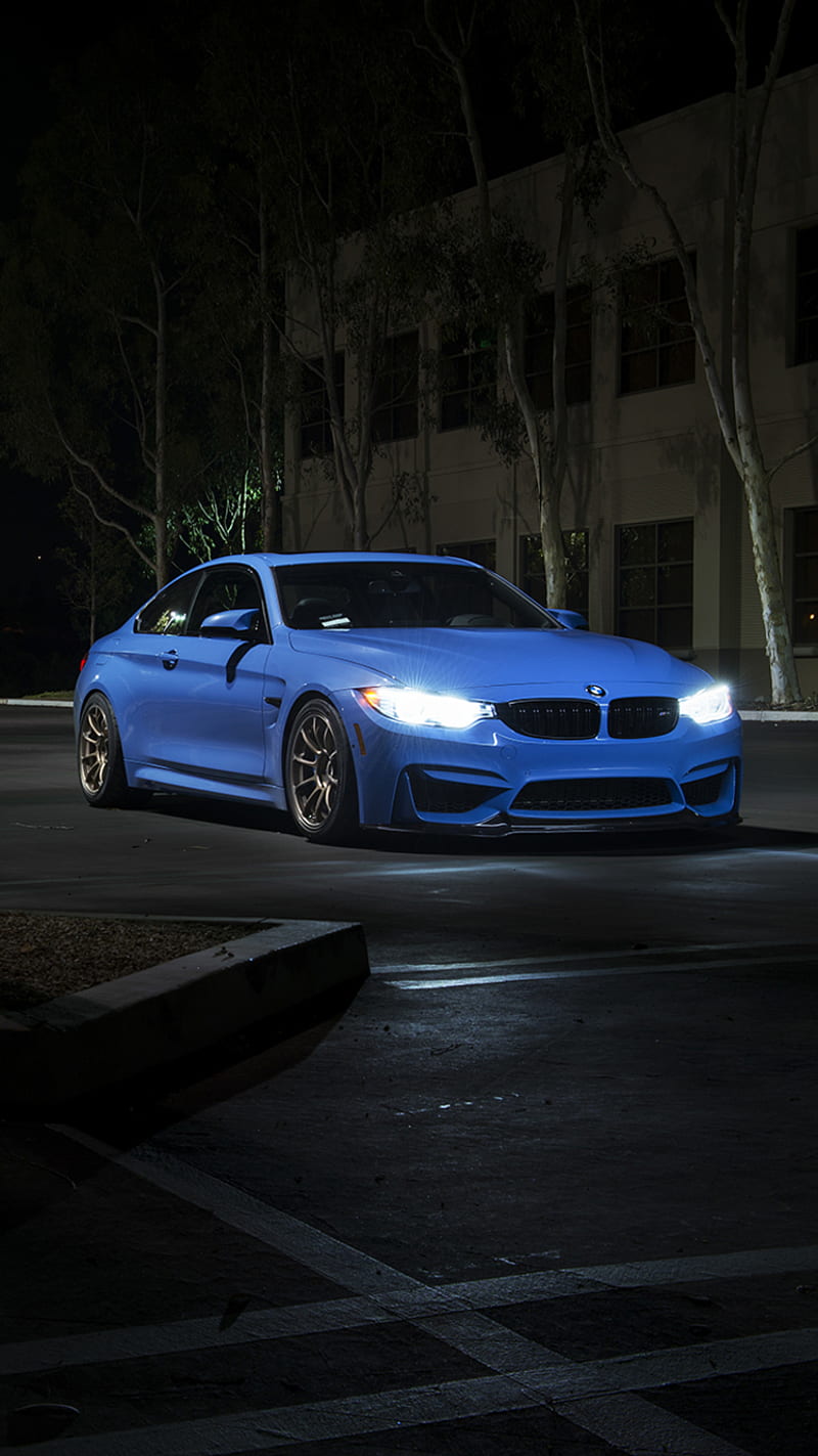 BMW M4, auto, blue, car, coupe, dark, f82, tuning, vehicle, HD phone wallpaper
