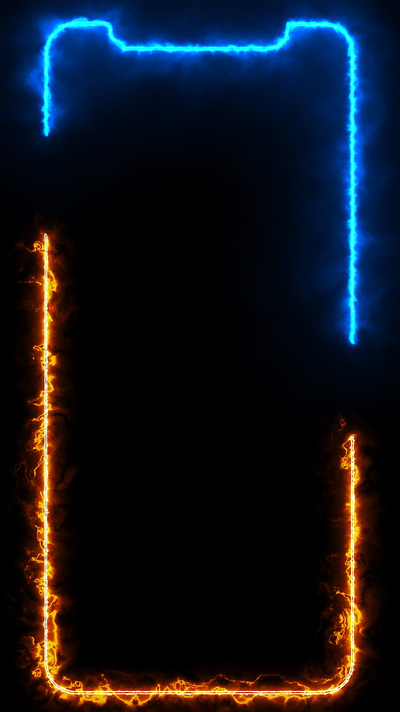 Split Frame, amoled oled, android, flame blue, iframes frame frames glowing neon boarder line popular trending new iphone apple high quality live, ios, new fresh, orange, red, split, HD phone wallpaper