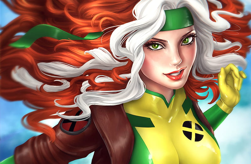 1080P free download | Rogue, red, marvel, art, yellow, comics, fantasy ...