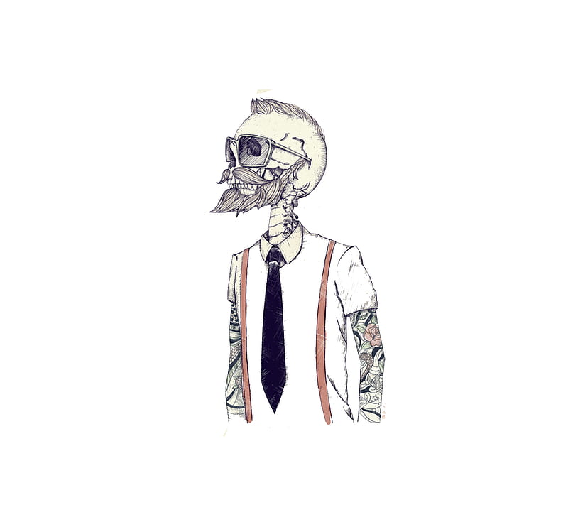 hipster cool, barbe, skull, cool, crane, hipster, HD wallpaper