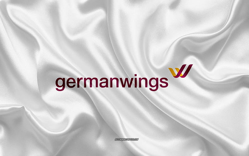 Germanwings logo, airline, white silk texture, airline logos, Germanwings emblem, silk background, silk flag, Germanwings, HD wallpaper
