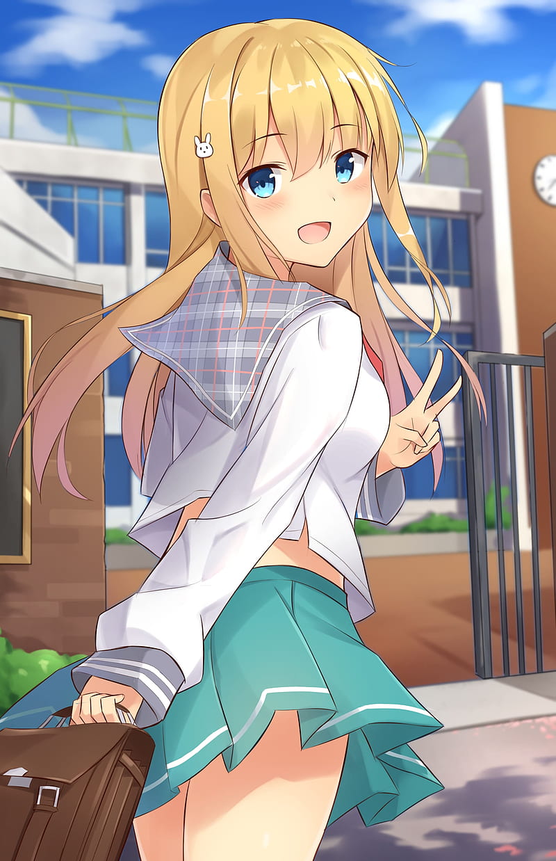 Girl Schoolgirl Smile Gesture Anime Hd Phone Wallpaper Peakpx