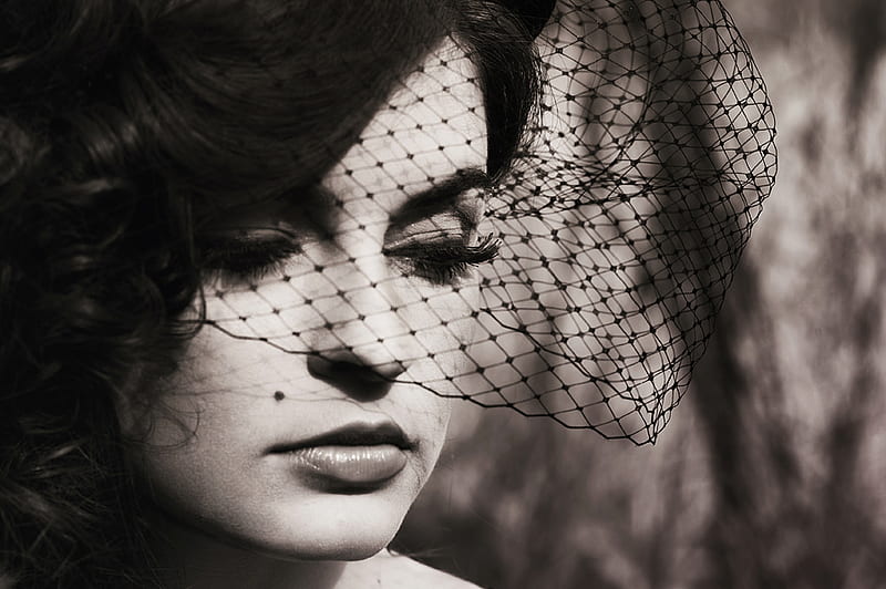 LADY in BW, graphy, bw, veil, beauty, woman, vintage, HD wallpaper | Peakpx