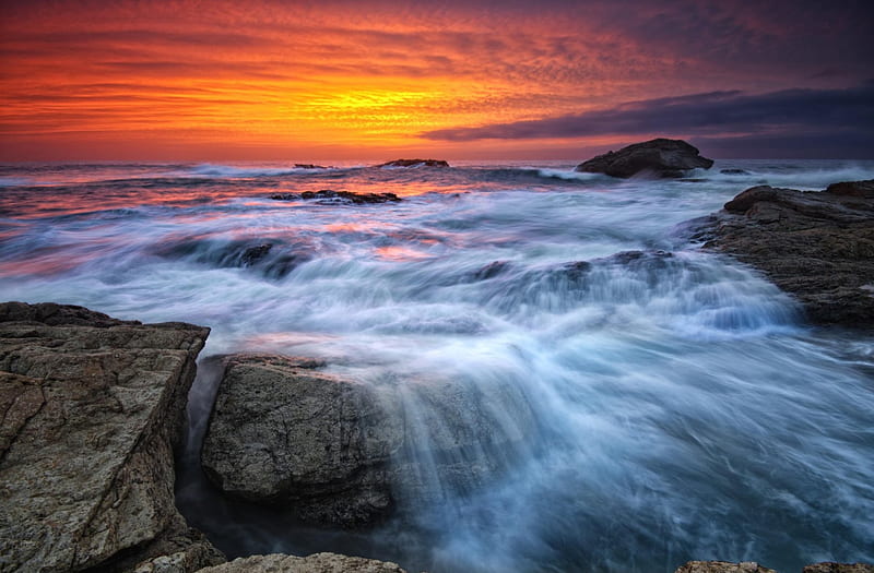 Ocean Waves, ocean, nature, sunset, waves, clouds, sky, sea, HD ...