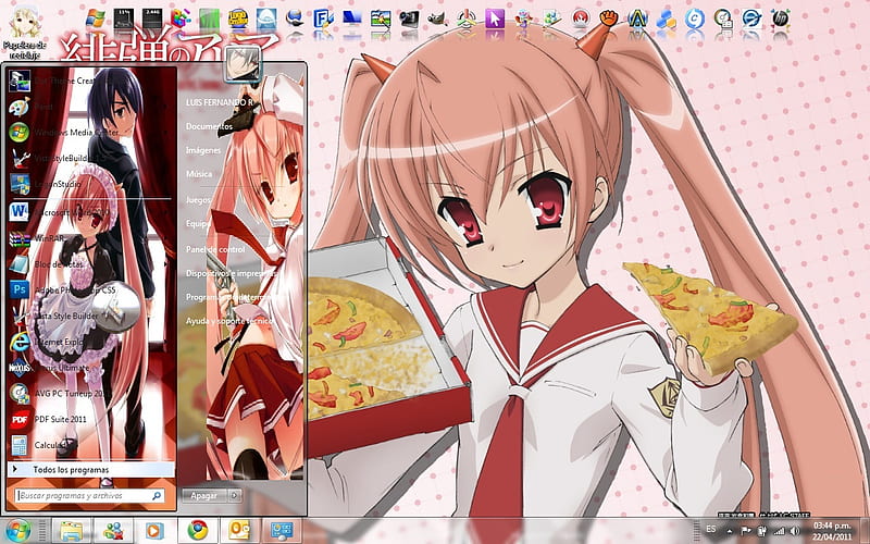 Pizza Girl, cute, hair, girl, anime, pizza, pink, pepperoni, HD wallpaper