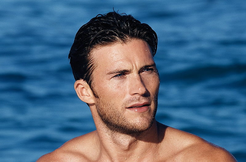 Scott Eastwood, water, summer, man, sea, actor, blue, HD wallpaper