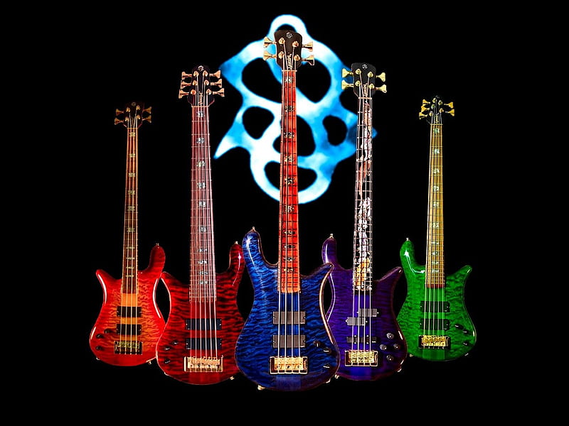 COLORFUL GUITARS, colorful, neon, guitars, music, HD wallpaper