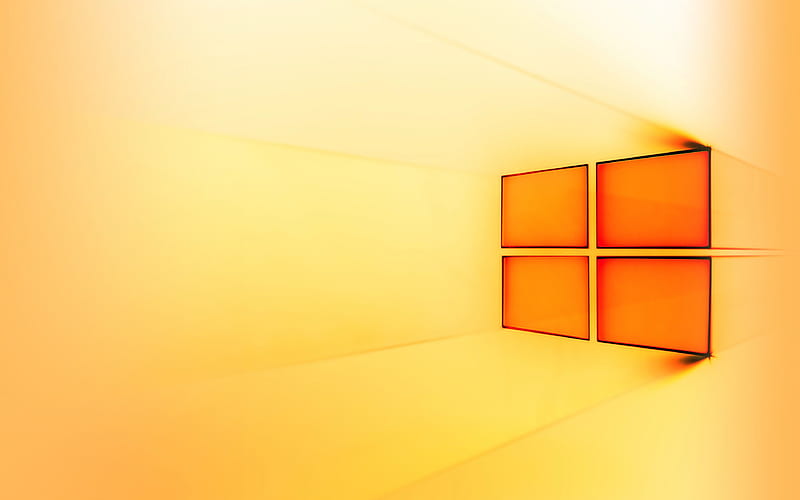 Windows 10 orange logo, creative, abstract art, orange backgrounds operating systems, Windows 10 logo, artwork, Windows 10, HD wallpaper
