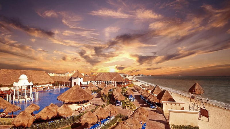 sapphire hotel cancun mexico, resort, beach, hotel, pool, sky, HD wallpaper
