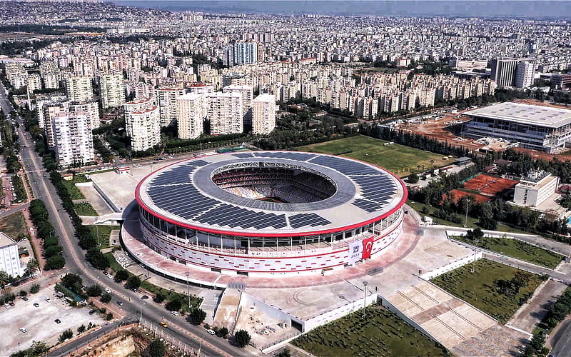 Antalya Arena, cityscapes, aerial view, Antalya, Antalyaspor Stadium, Antalyaspor, Turkey, turkish stadiums, HD wallpaper