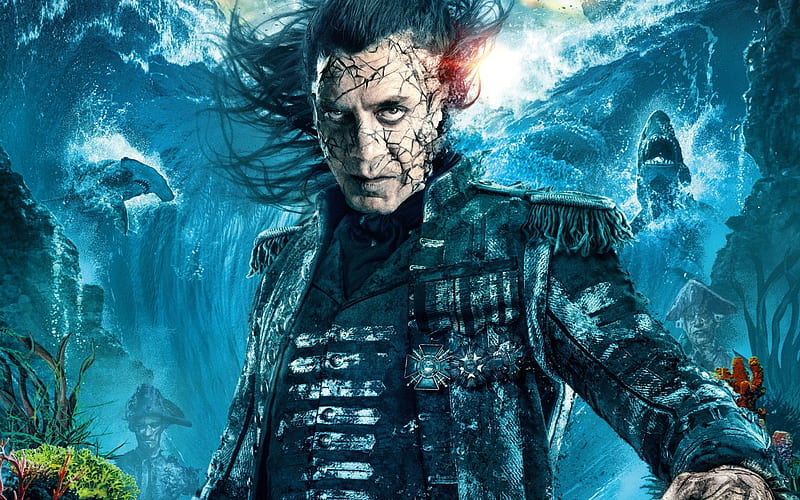 Pirates of the Caribbean: Dead Men Tell No Tales (2017), poster, movie, Javier Bardem, fantasy, water, dead men tell no tales, pirates of the caribbean, disney, blue, HD wallpaper