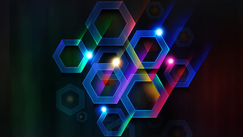 Colorful Shades Digital Art Hexagon Geometric Shape Abstract, HD wallpaper