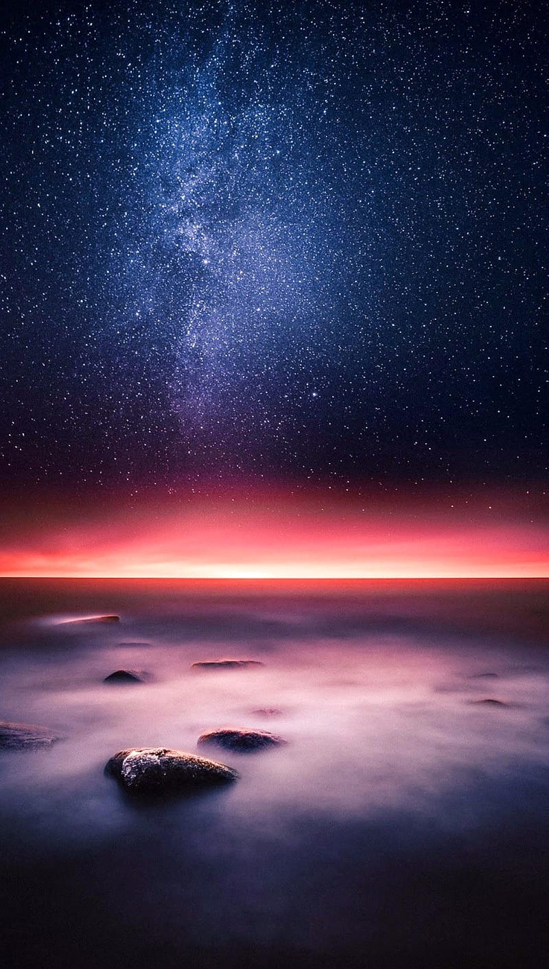 Nighttime perfection, earth, galaxy, horizon, night, ocean, sky, space ...