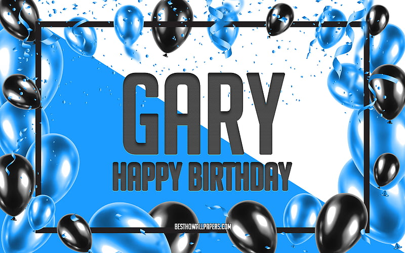 Happy Birtay Gary, Birtay Balloons Background, Gary, with names, Gary Happy Birtay, Blue Balloons Birtay Background, greeting card, Gary Birtay, HD wallpaper