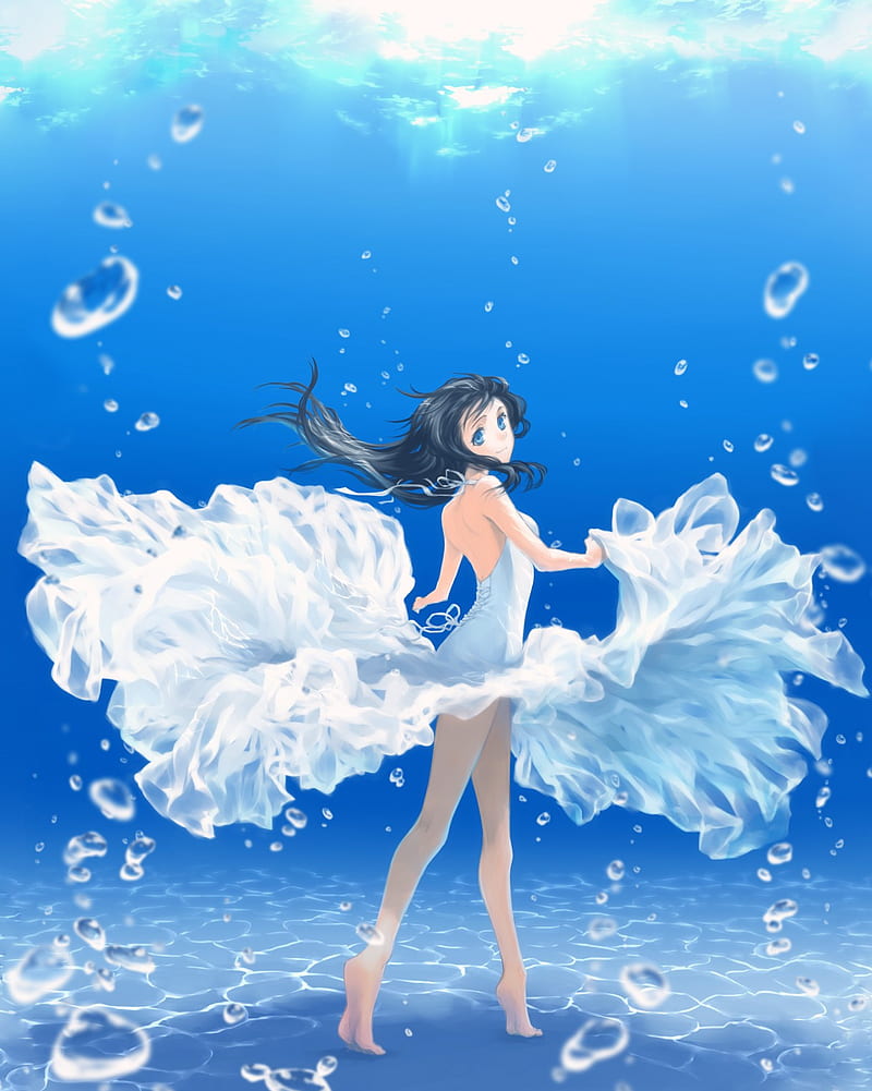 Water Girl, anime, blue, dress, gilr, manga, white, HD phone wallpaper |  Peakpx