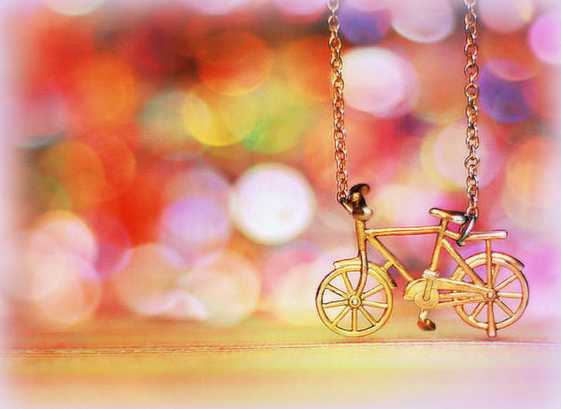 ✫Let's Ride Together✫, lovely, necklace, colors, love four seasons, bonito, softness beauty, creative pre-made, cute, still life, little bike, graphy, bokeh, weird things people wear, bubbles, beloved valentines, other, HD wallpaper