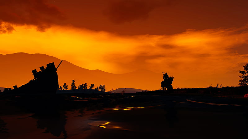the witcher 3: wild hunt, game landscape, geralt of rivia, sunset, Games, HD wallpaper