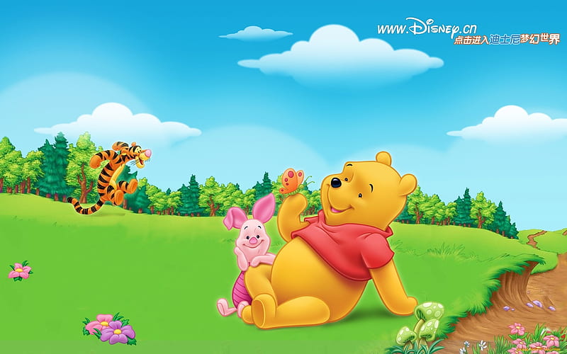 Winnie the Pooch and Friends, Winnie the Pooch, tiger, piglet, meadow, HD wallpaper