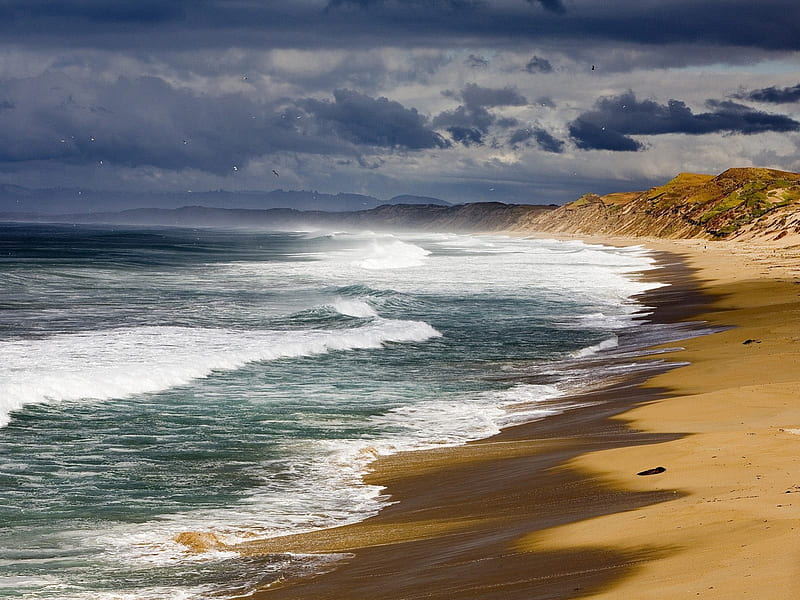 Seaside California After a Storm, beach, water, california, seaside, nature, waves, clouds, storm, HD wallpaper