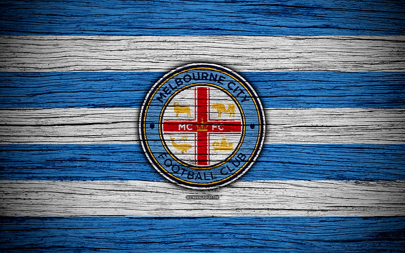 Melbourne City FC soccer, A-League, football club, Australia, Melbourne City, logo, wooden texture, FC Melbourne City, HD wallpaper