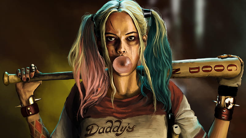 1920x1080px 1080p Free Download Harley Quinn Is Making Bubble By Mouth Harley Quinn Hd