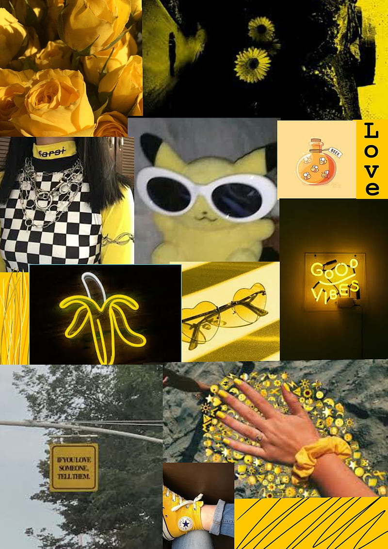 Yellow Aesthetic Collage Emo Pikachu Tumblr Cute Sun Hd Mobile Wallpaper Peakpx