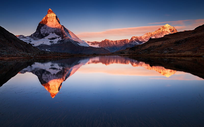 Mountain Lake Reflections sunrise-Nature Scenery, HD wallpaper