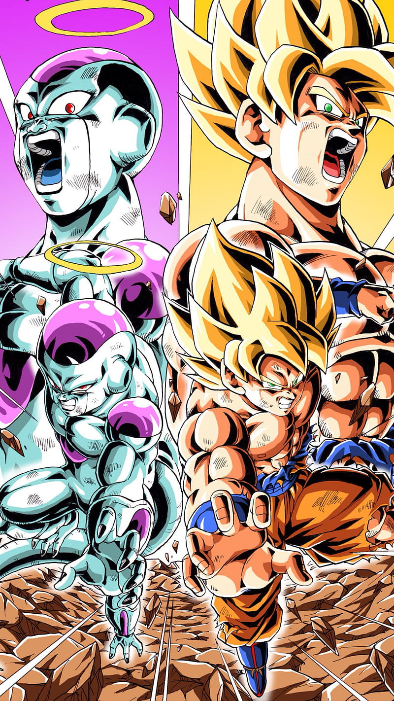 Goku and Frieza, dragon, ball, super, goku, frieza, anime saiyan, cool, HD phone wallpaper