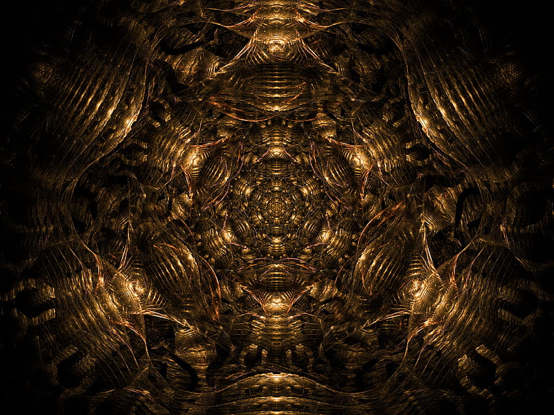 fractal, pattern, kaleidoscope, abstraction, brown, HD wallpaper