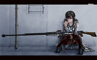 Anime Girl Sniper Rifle GGO SAO 4K Wallpaper #6.2358