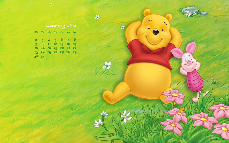 Winnie-January 2012 calendar themes, HD wallpaper