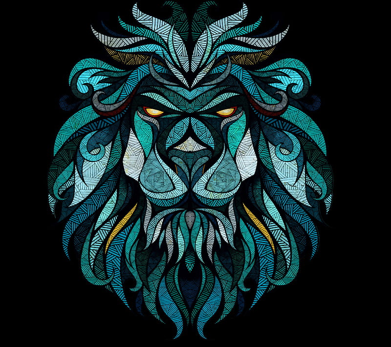 Lion Art, blue lion, HD wallpaper