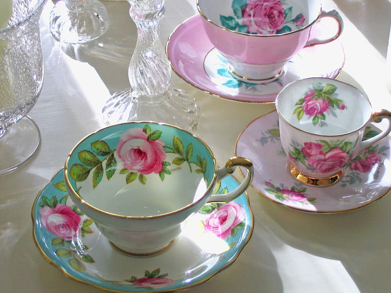 Cup, caffee, flower, flowers, morning, tea, pink, HD wallpaper