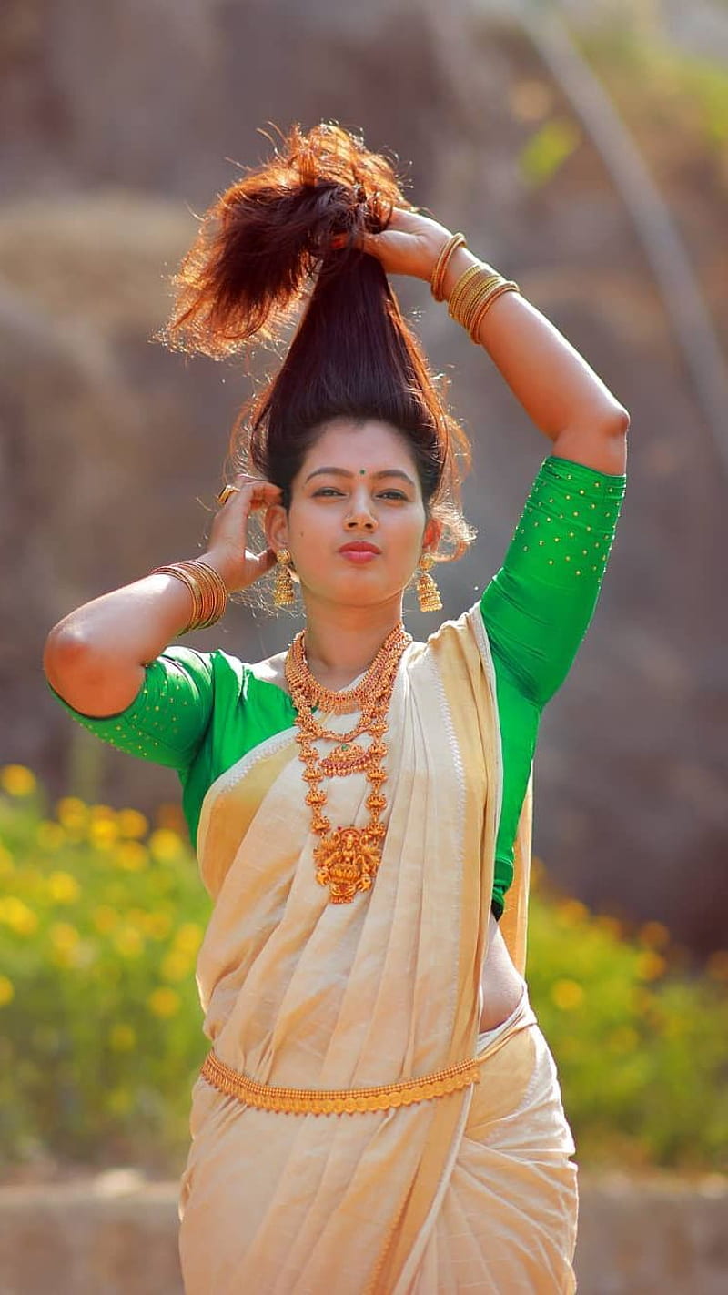 Akshatha Varun , model, saree lover, HD phone wallpaper