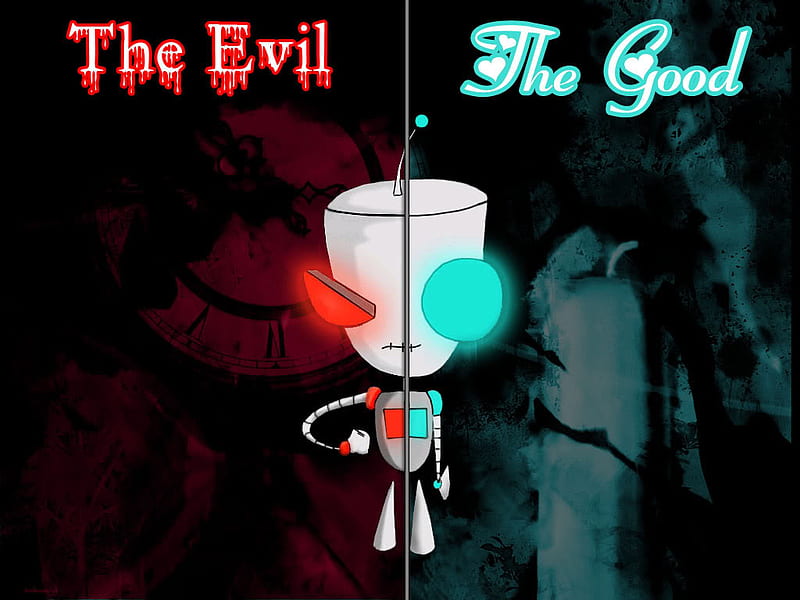Gir:The Evil and The good, red, gir, evil, gaz, yay, zim, dib, good, dark, the, awesome, blue, HD wallpaper