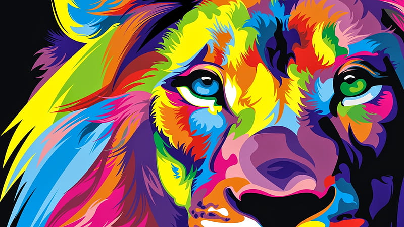 Lion Colorful Artwork, HD wallpaper | Peakpx