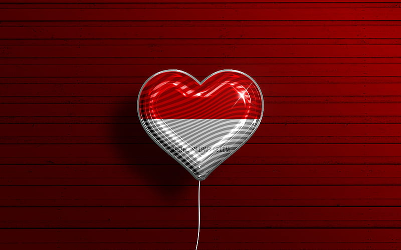 I Love Hesse realistic balloons, red wooden background, States of Germany, Hesse flag heart, flag of Hesse, balloon with flag, German states, Love Hesse, Germany, HD wallpaper