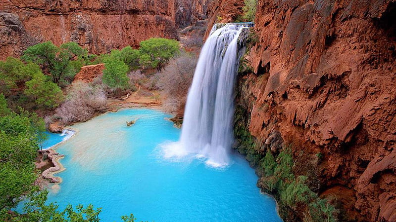 Arizona Grand Canyon, water, paradise, arizona, waterfall, grand canyon, HD wallpaper