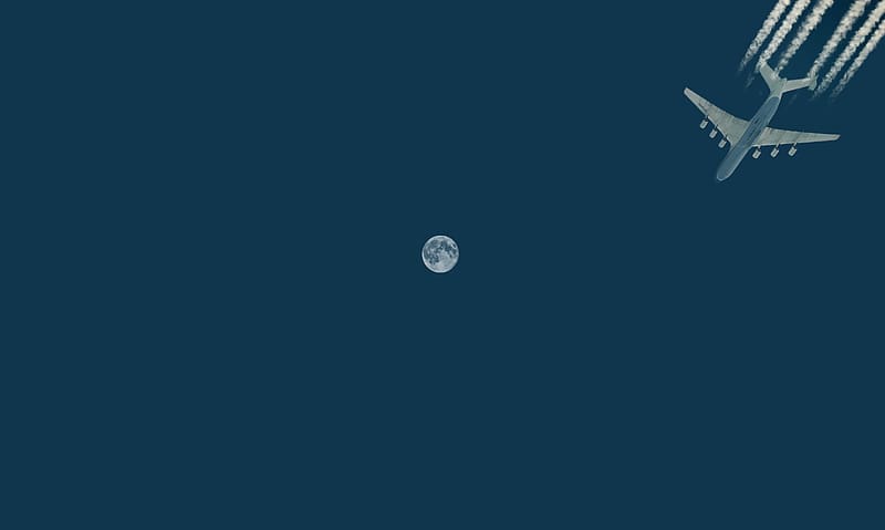 Sky, Moon, Aircraft, Passenger Plane, Vehicles, HD wallpaper