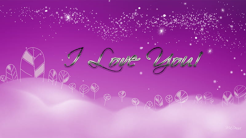 I Love You, valentines day, sparkle, stars, purple, romance, love, HD wallpaper