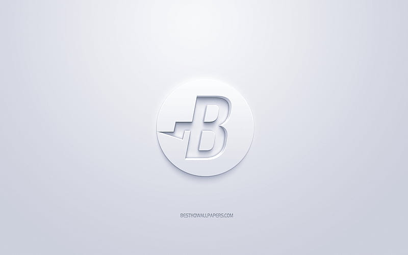 Burstcoin logo, 3d white logo, 3d art, white background, cryptocurrency, Burstcoin, finance concepts, business, Burstcoin 3d logo, HD wallpaper