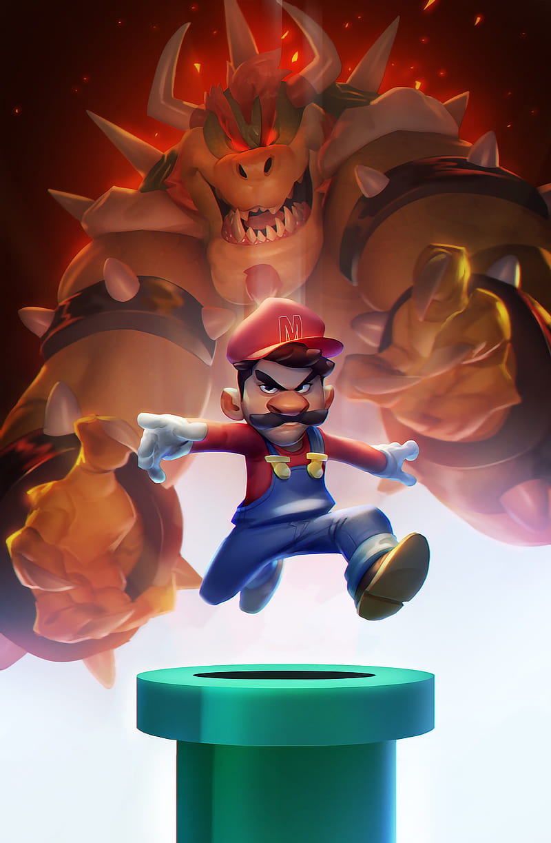 Super Mario -Bowser, bowser, nintendo, super mario bros, videogames, HD phone wallpaper