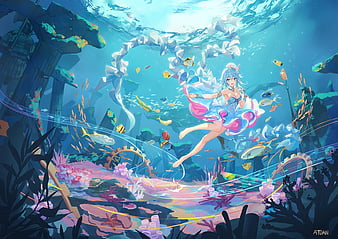 Hãy đắm mình trong thế giới tuyệt đẹp dưới đại dương với bức tranh anime này. Sự tươi trẻ của những loài cá thủy sinh, những thảm rong đầy màu sắc và những hình ảnh trái tim đang đợi bạn khám phá. Hãy cùng nhau khám phá mọi vẻ đẹp của ngầm trong bức tranh này.