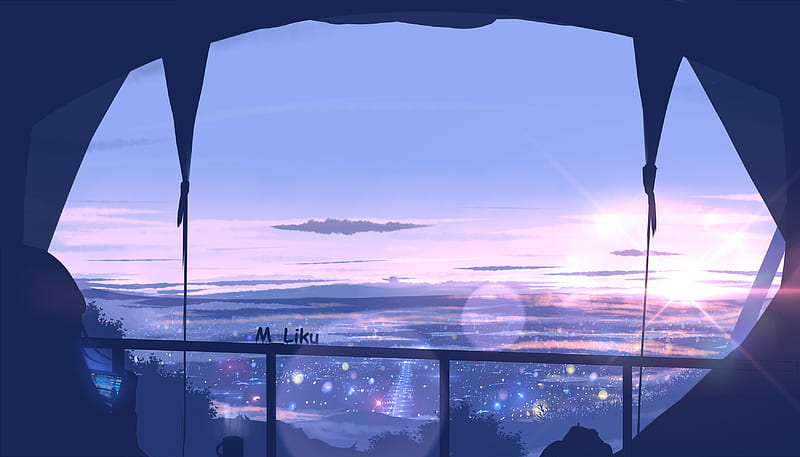 Scenery View From Window Anime , anime, artist, artwork, digital-art, HD wallpaper