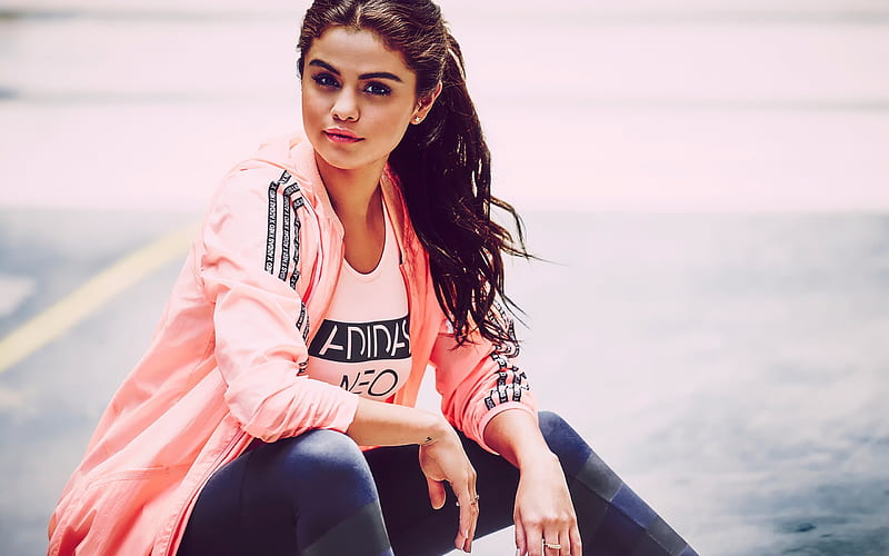 Selena Gomez, American actress, American singer, brunette, adidas, HD wallpaper