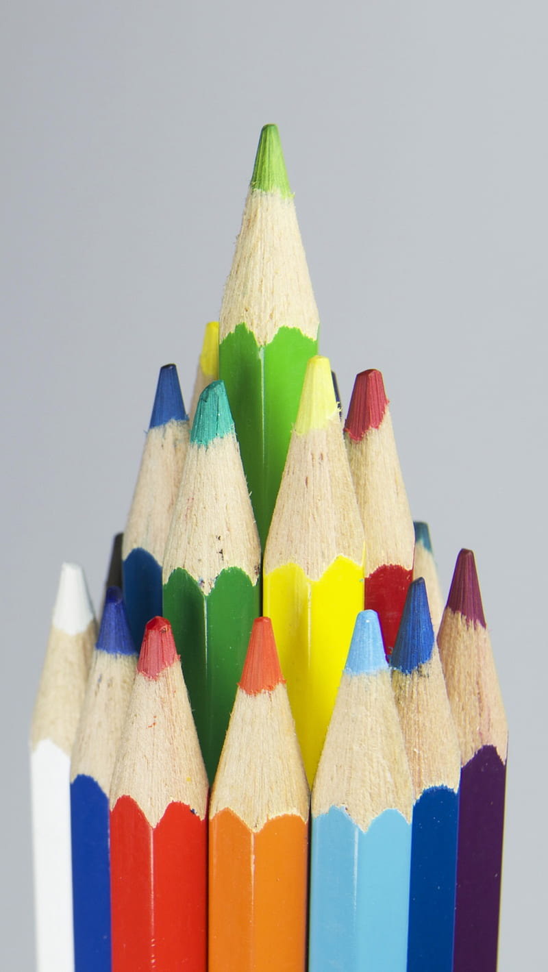 colored pencils, set, sharpened, HD phone wallpaper