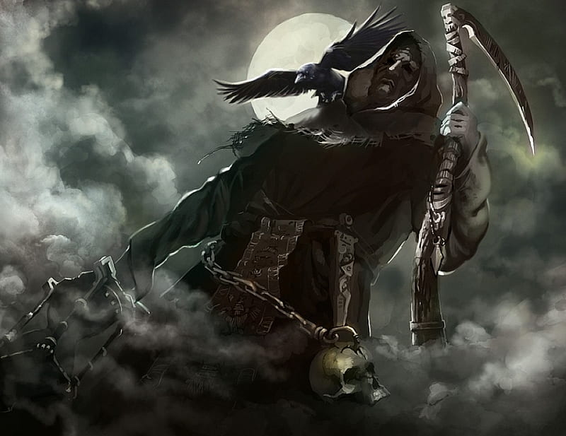 Night reaper, grim reaper, death, fantasy, gothic, night, HD wallpaper